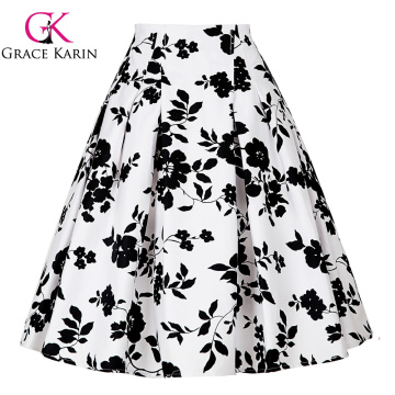 Grace Karin Occident Vintage Retro 50s Floral Pattern Cotton Skirt CL008925-9